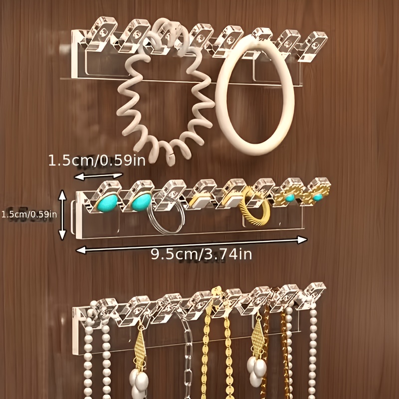 8-Hook Transparent Acrylic Wall-Mounted Jewelry Organizer